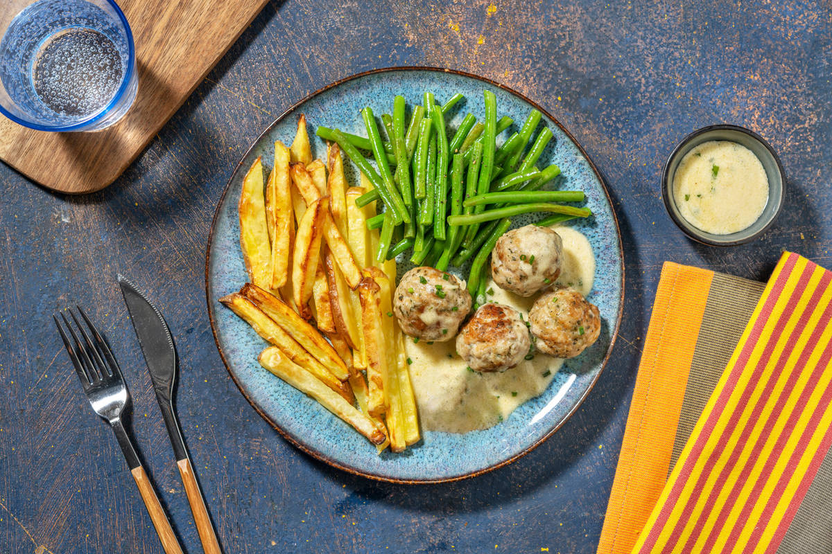 Lean Beef Meatballs in Creamy Chive Sauce