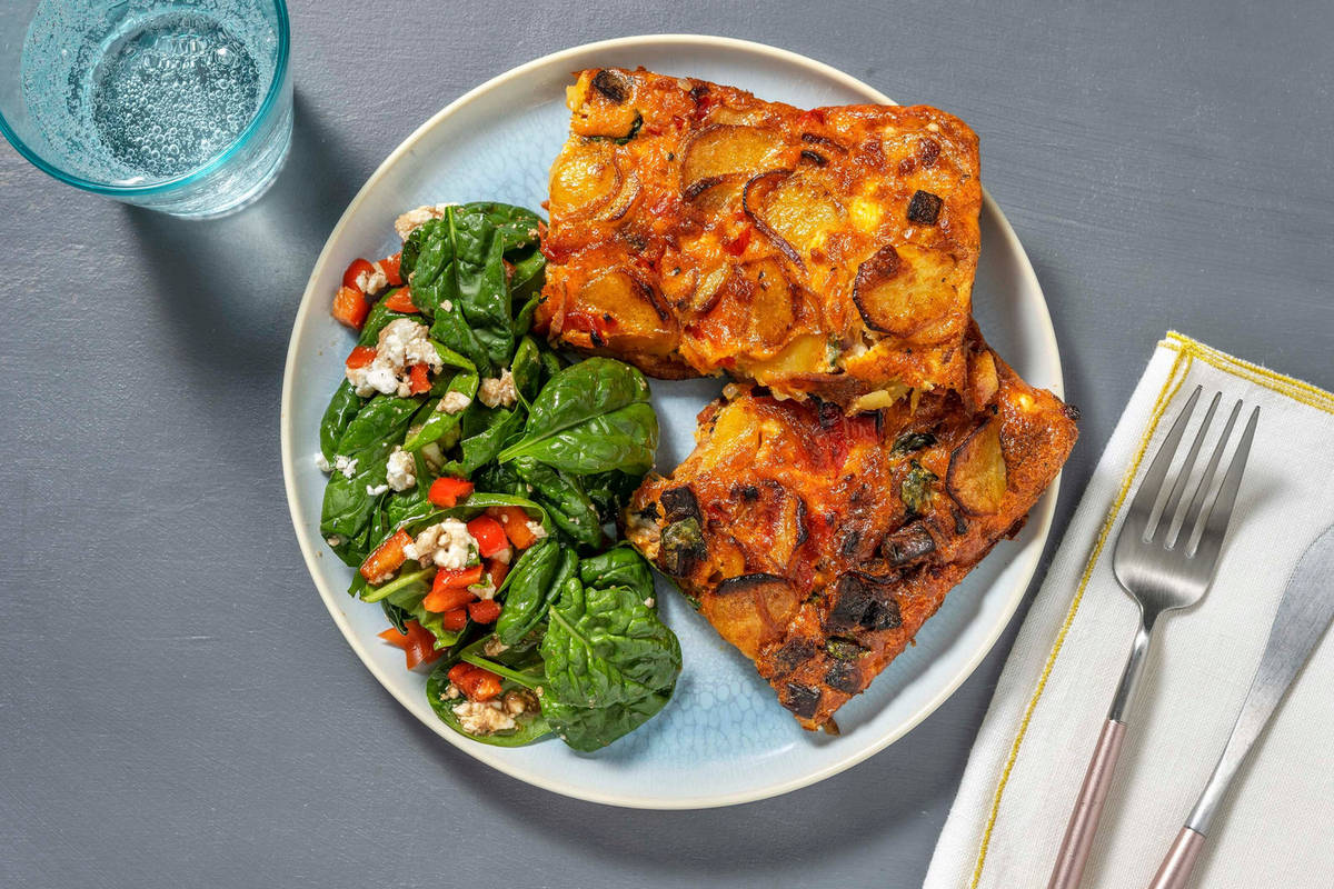 Frittata au chorizo, épinards et fromage grec