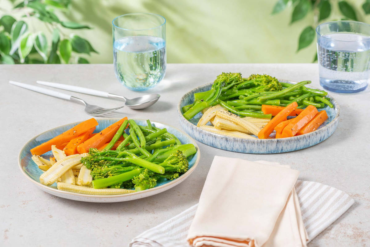 Baby Corn, Carrots and Greens Veg Sides Bundle