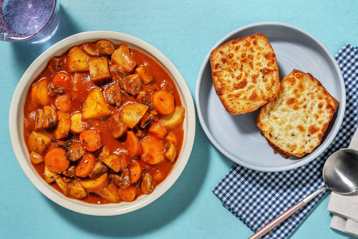 Root Vegetable Stew and Cheesy Ciabatta