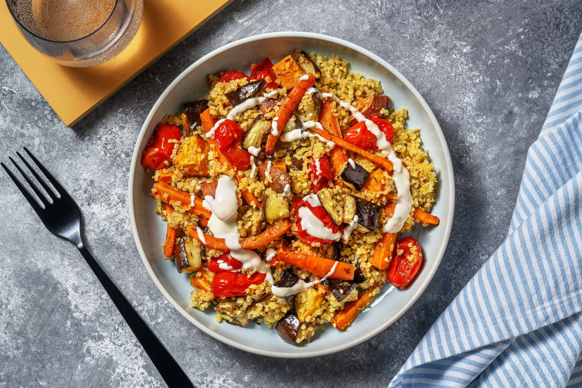 Baharat Roasted Root Veg and Aubergine