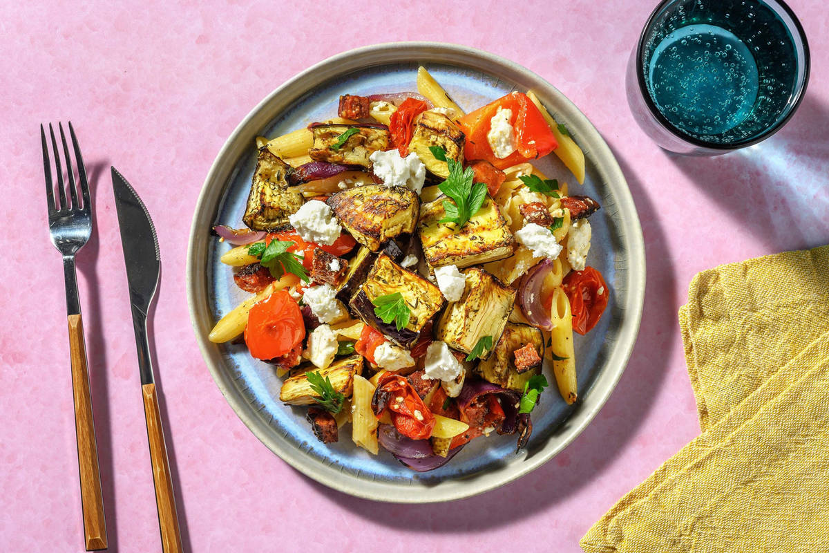 Mediterranean Style Veg and Chorizo Pasta Salad