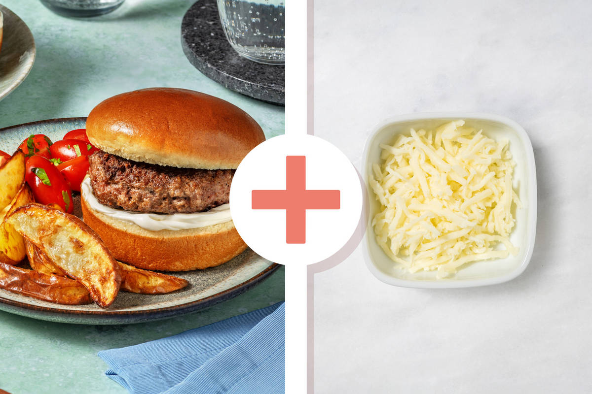 Herby Burgers and Wedges with Cheddar Cheese