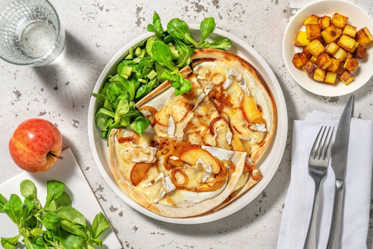 Flammekueche au brie et à la pomme
