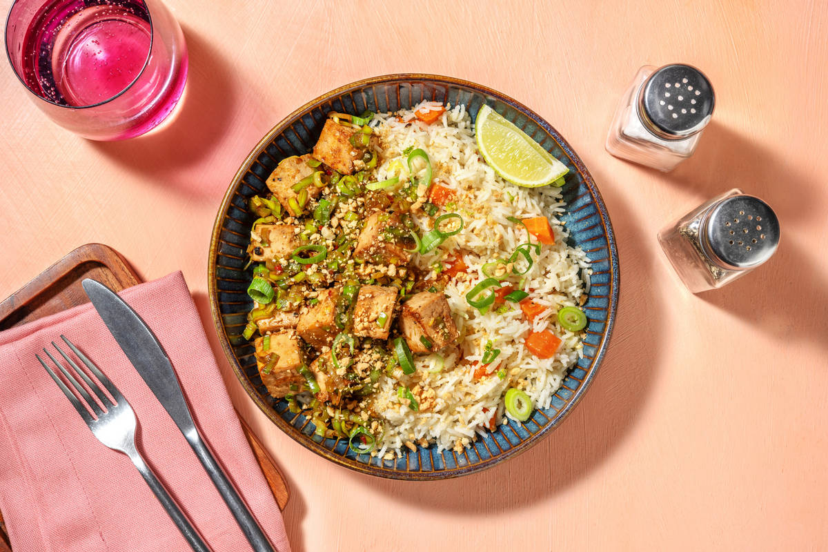 Riz au lait de coco & tofu poêlé