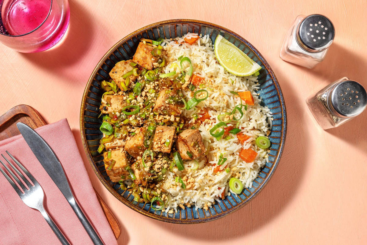 Riz au lait de coco & tofu poêlé