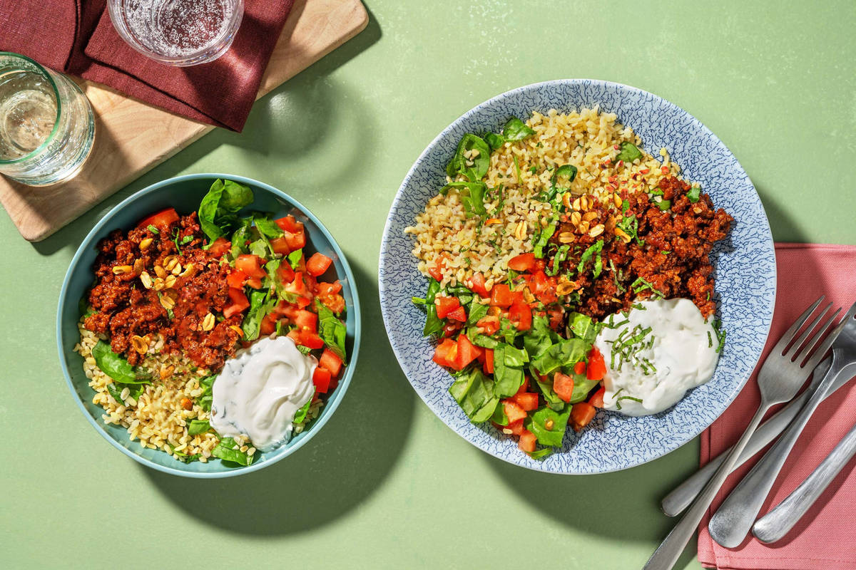Kryddig nötfärsbowl