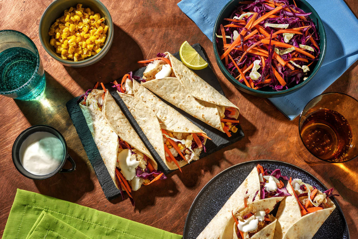 Wraps de cabillaud, maïs sauté & aïoli