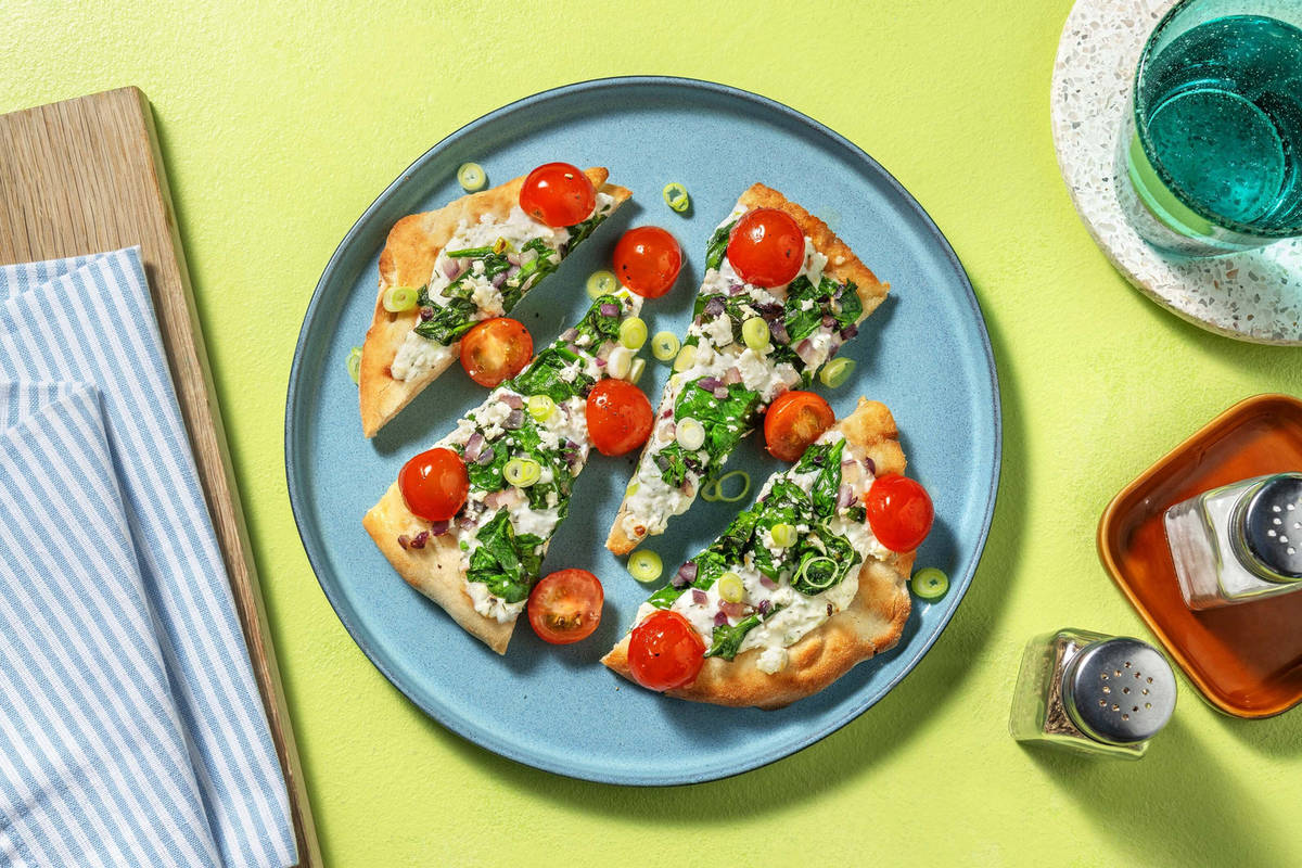 Spanakopita-Inspired Italian Sausage Flatbreads