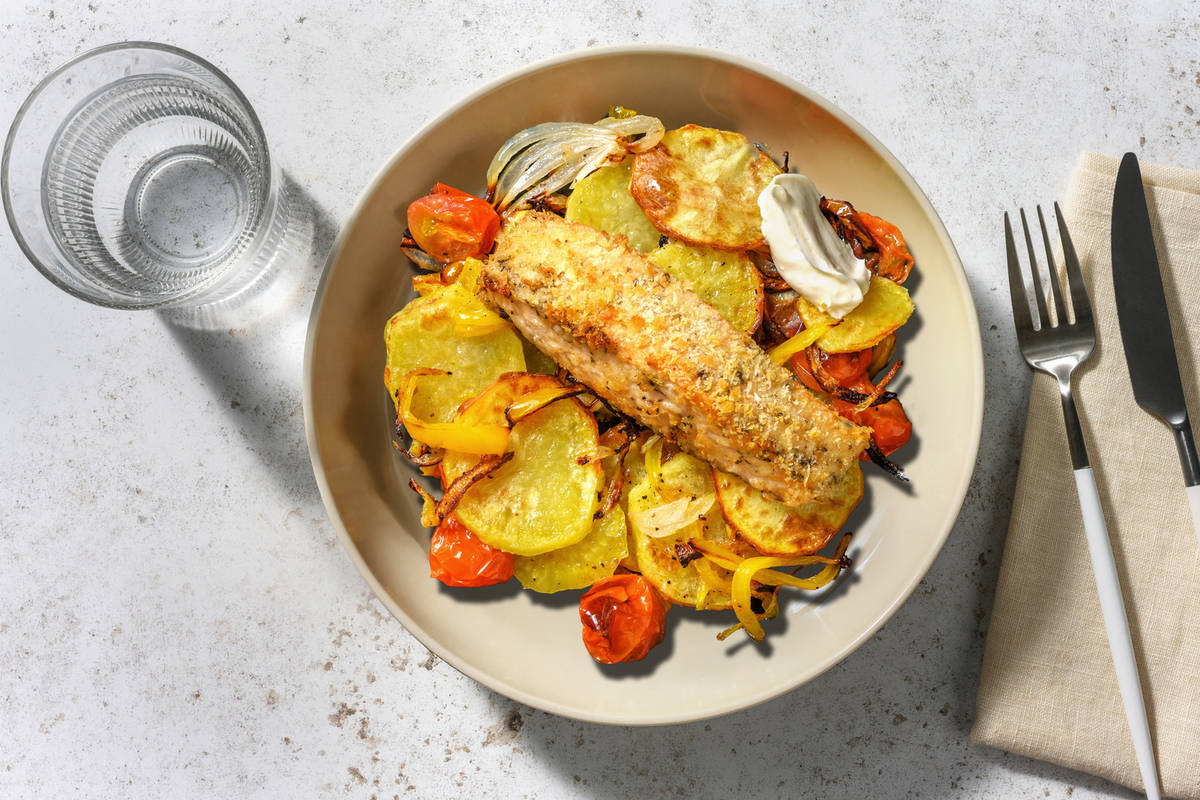 Extra de salmón noruego al horno con costra de panko