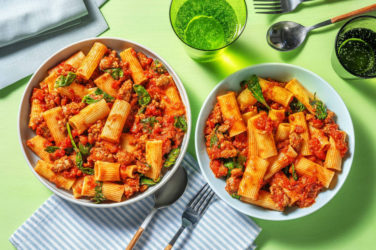 Speedy Sausage and Bacon Rigatoni