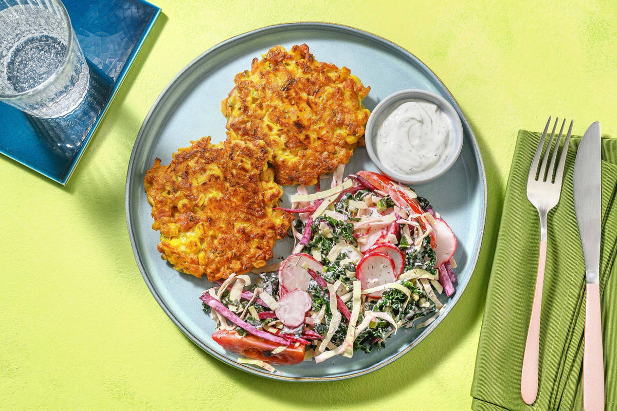 Gyldenstegte majs- og baconfritters 