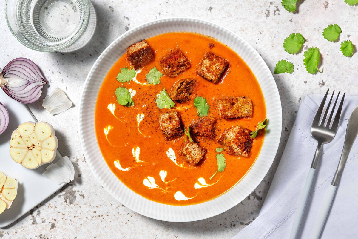 Velouté épicé de tomates & coco à la thaï