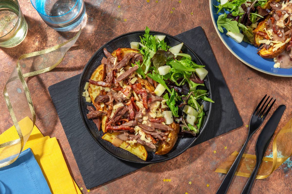 Cheesy Confit Duck Loaded Alpine Frites