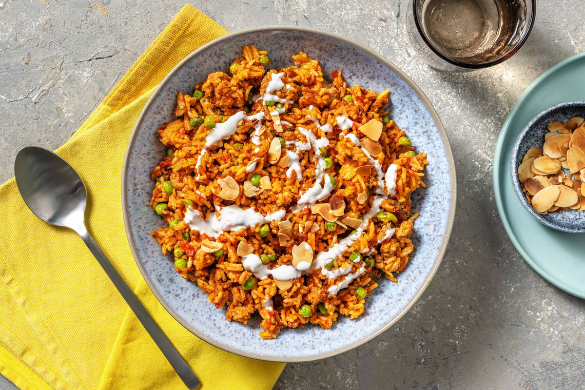Korma Spiced Pork Pilaf and Mango Chutney