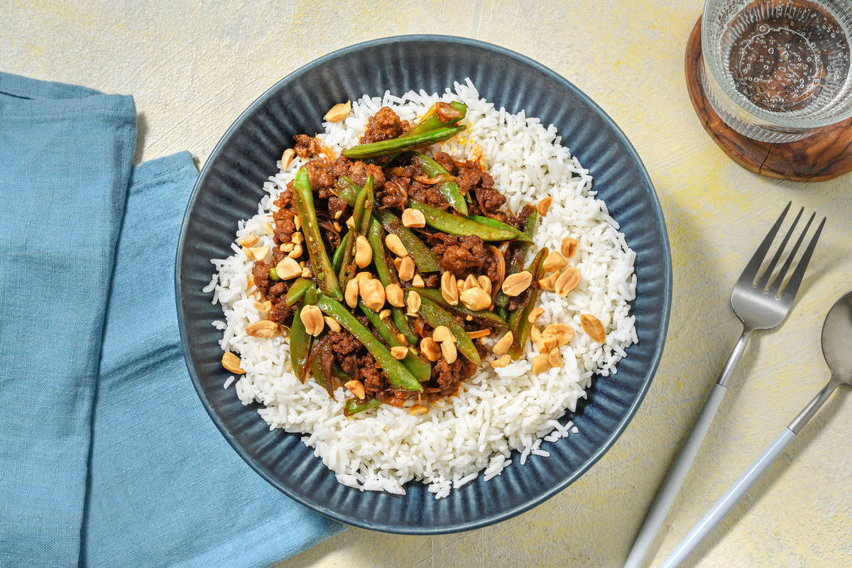 Sticky Beef Rice Bowl