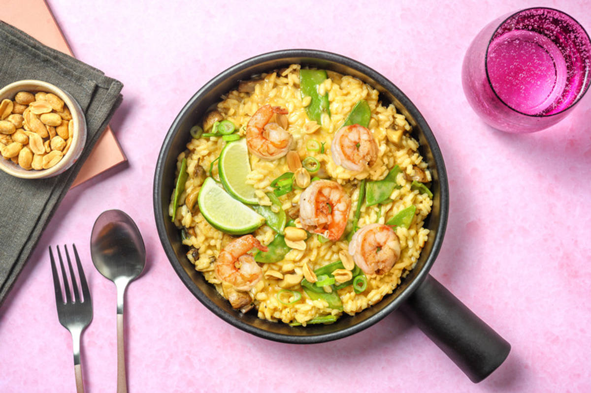 One-Pot Thai-Curry-Risotto mit extra Garnelen