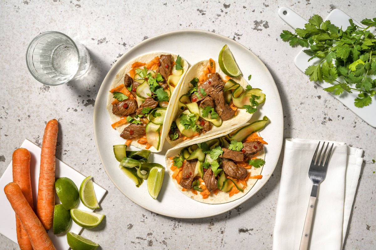 Wraps d'émincés de bœuf à la coréenne