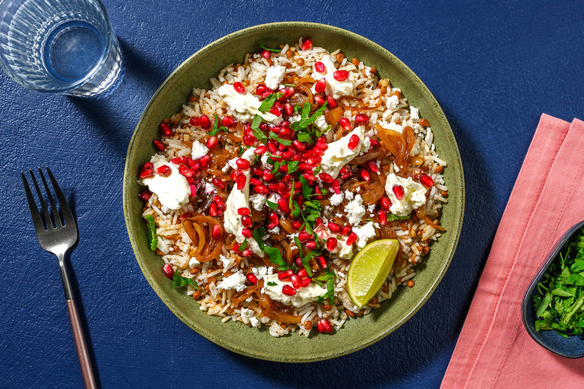 Mjadra libanaise : oignons grillés & lentilles