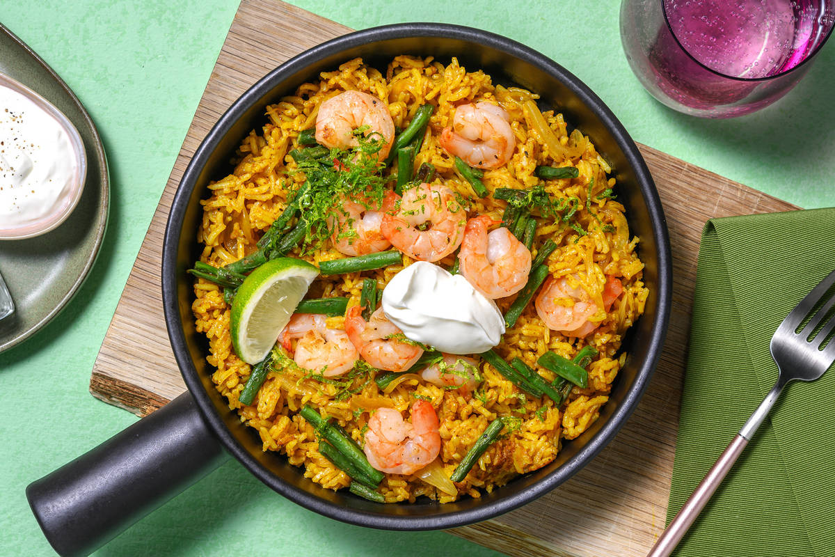 Korma Style Spiced Double Prawn Pilaf	