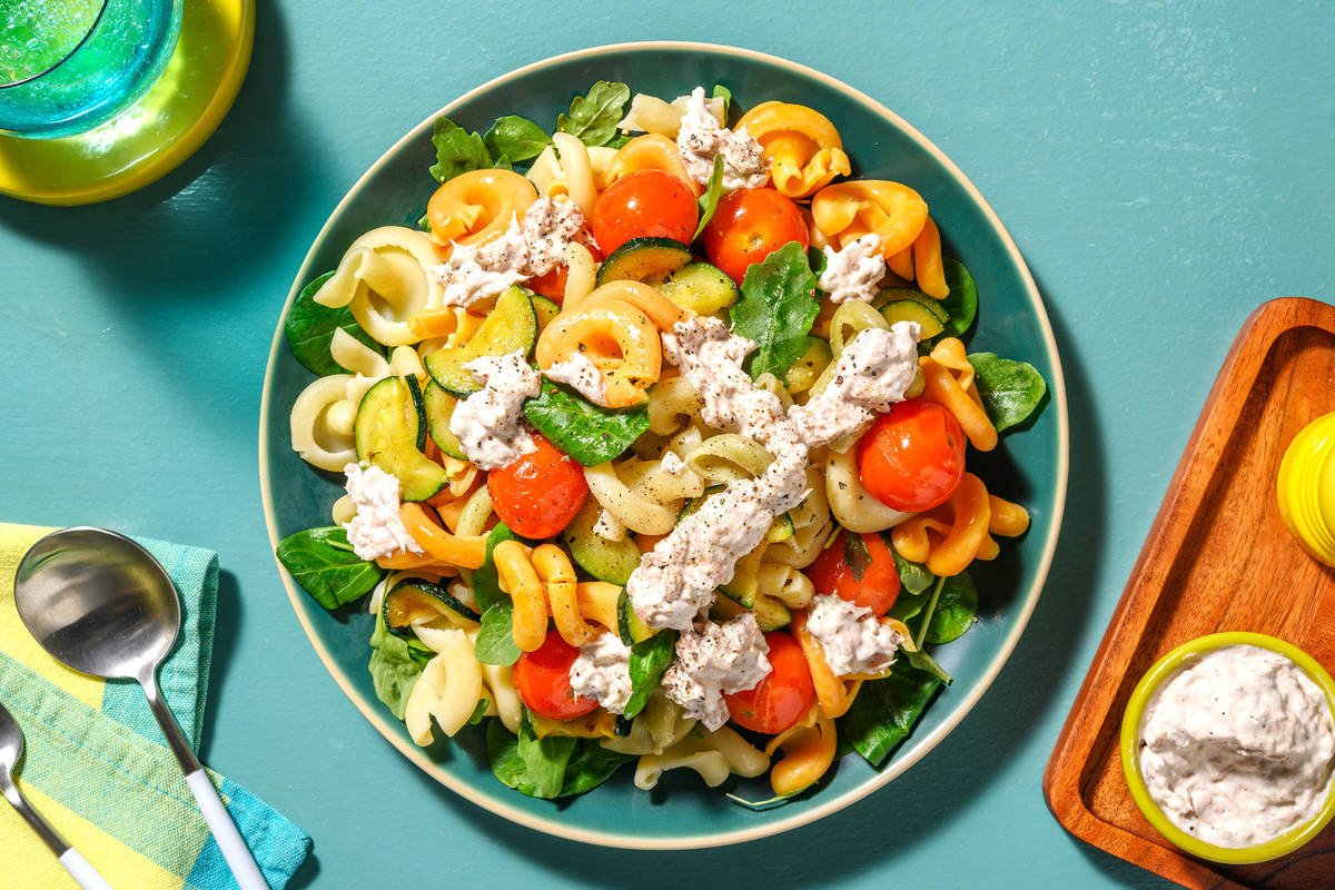Salade de pâtes tièdes au thon