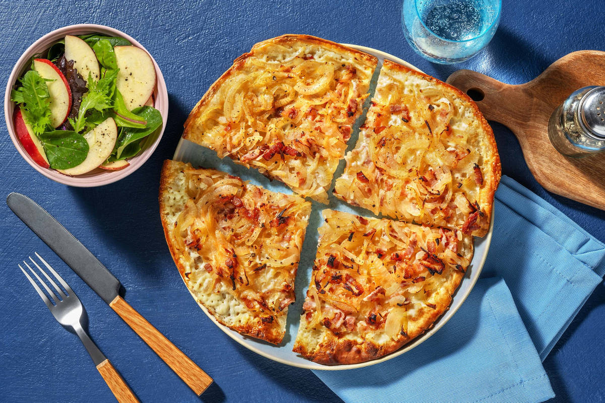 Tarte aux lardons façon flammekueche