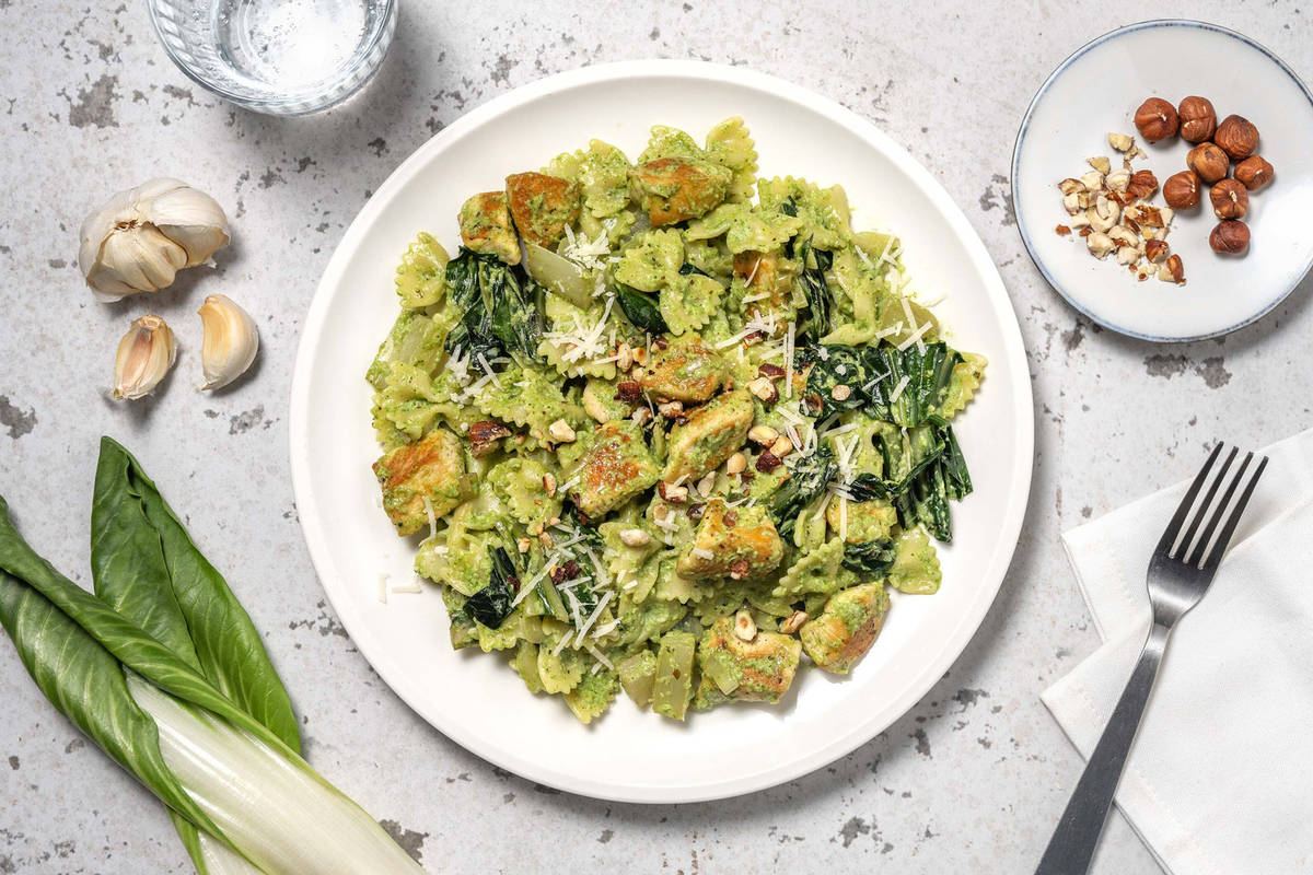 Farfalle aux blettes & poulet grillé