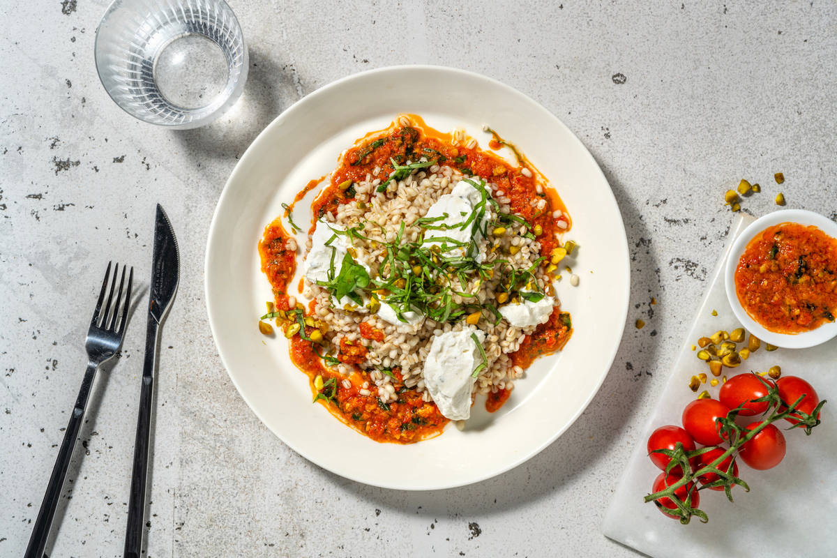 Orzo perlato su salsa ai datterini 