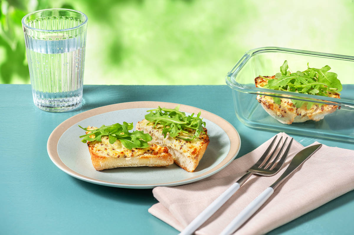 Welsh Rarebit Style Open Grilled Sandwich