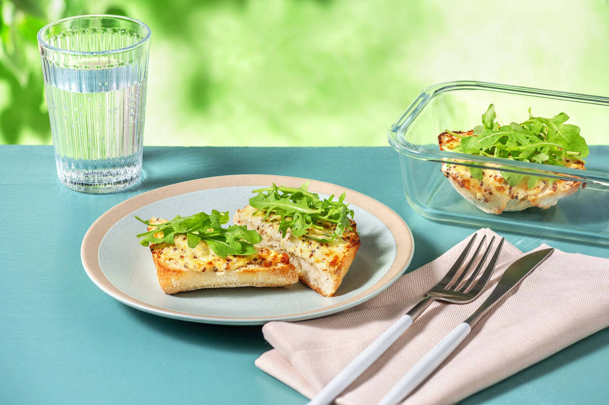 Welsh Rarebit Style Open Grilled Sandwich
