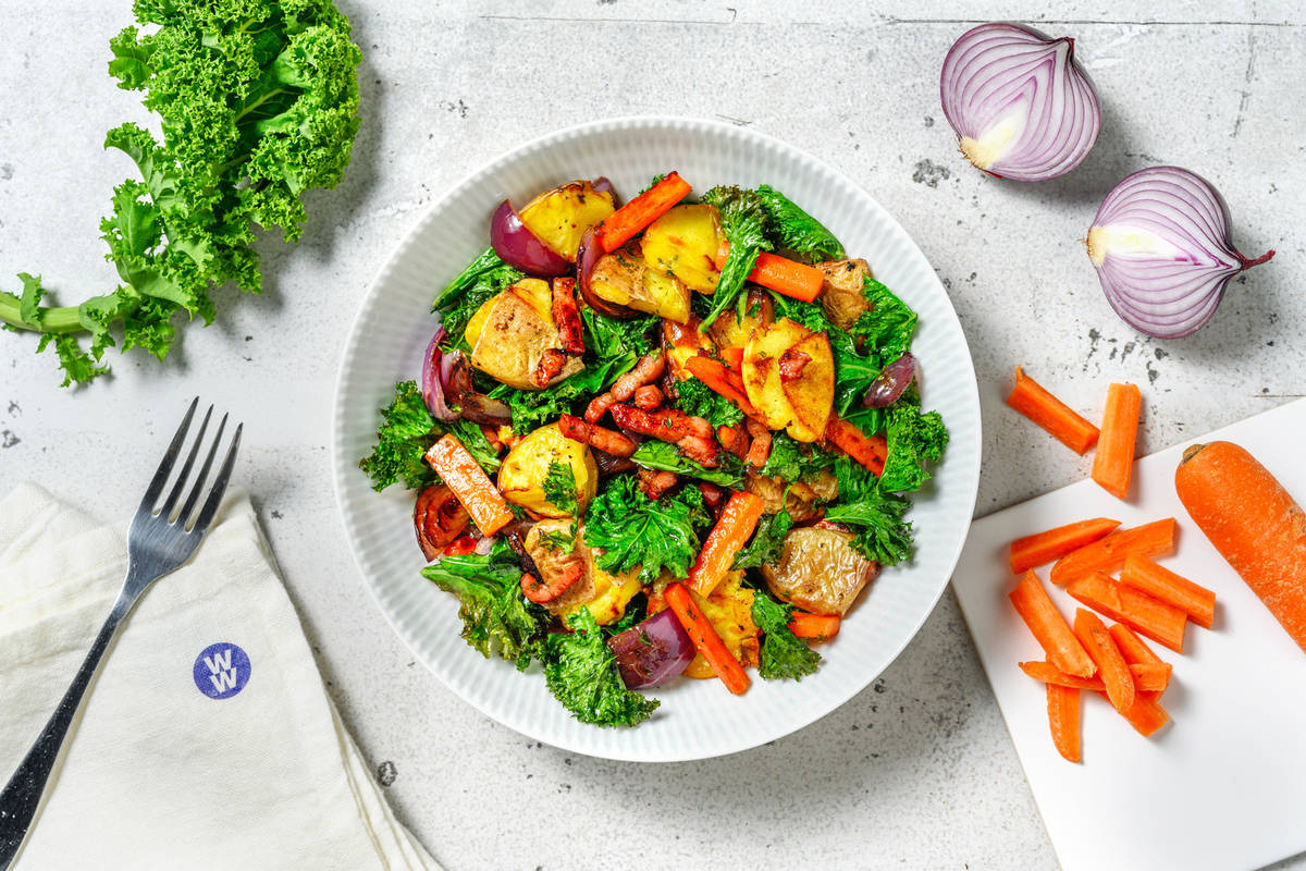 Roast Potato, Bacon and Crispy Kale Salad