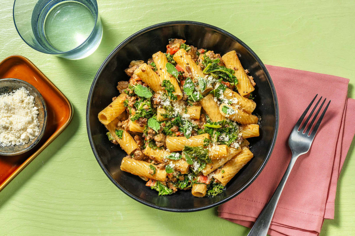 Lättlagad toscansk fläskfärs-rigatoni