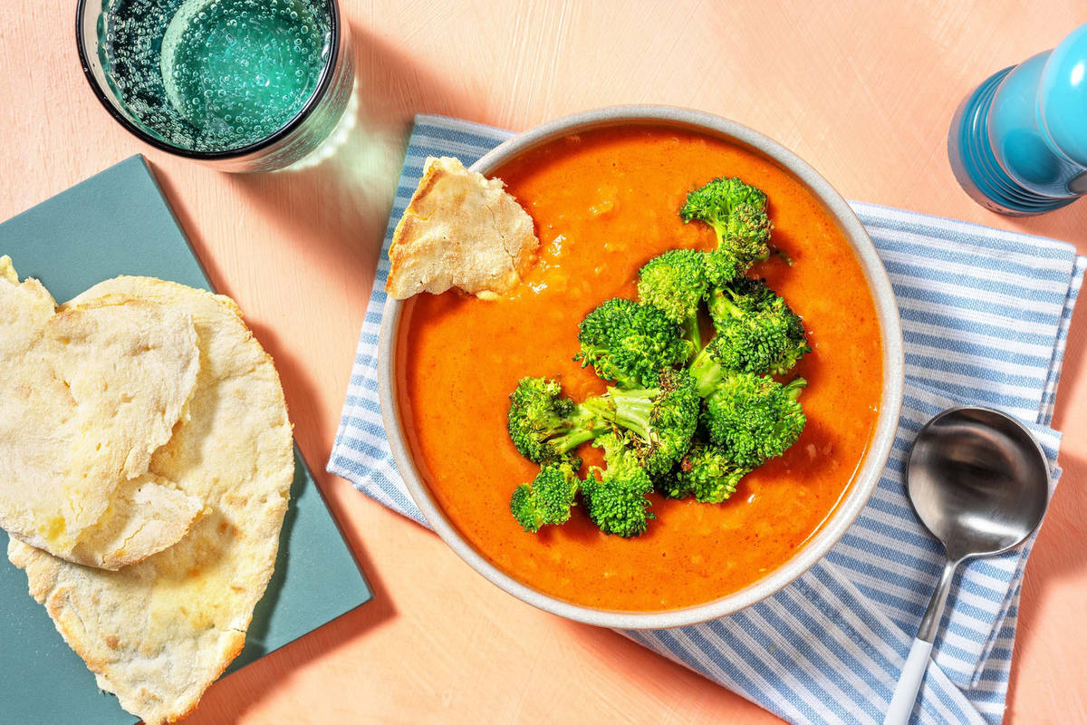 Mulligatawny Style Soup and Spiced Broccoli