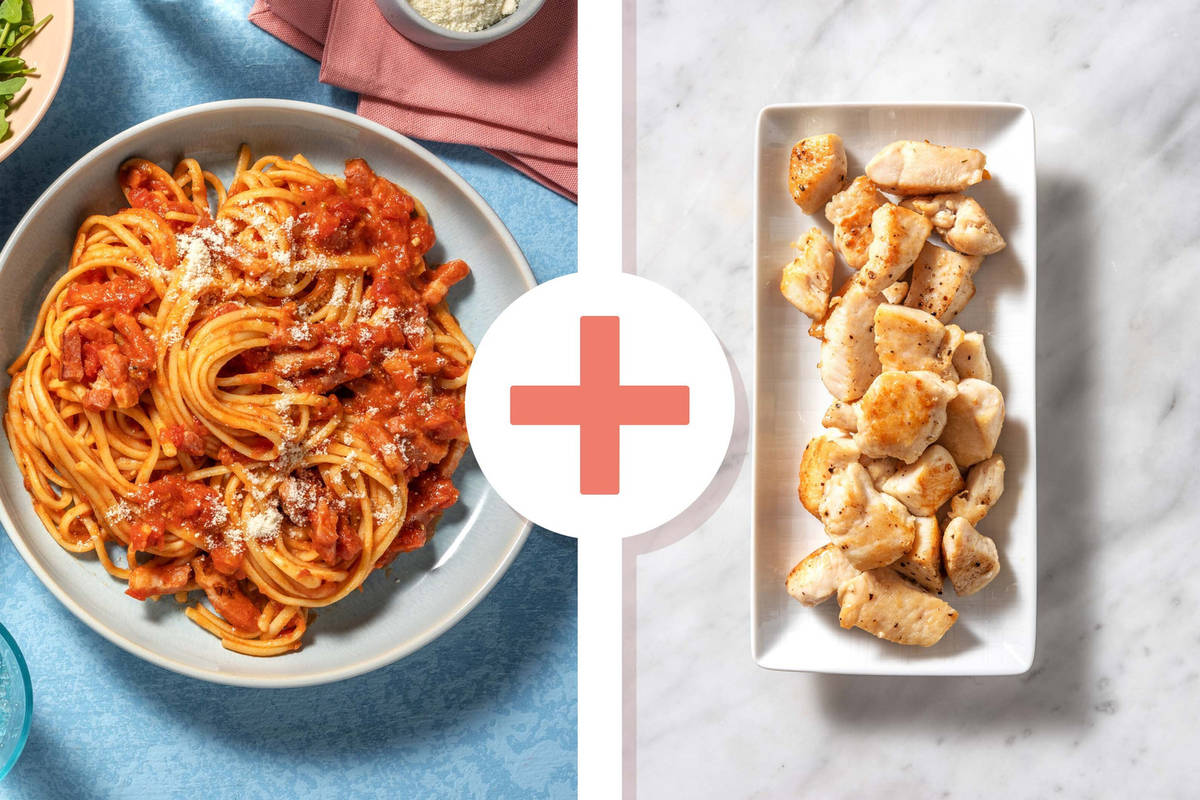 Bacon and Chicken Breast Linguine Amatriciana