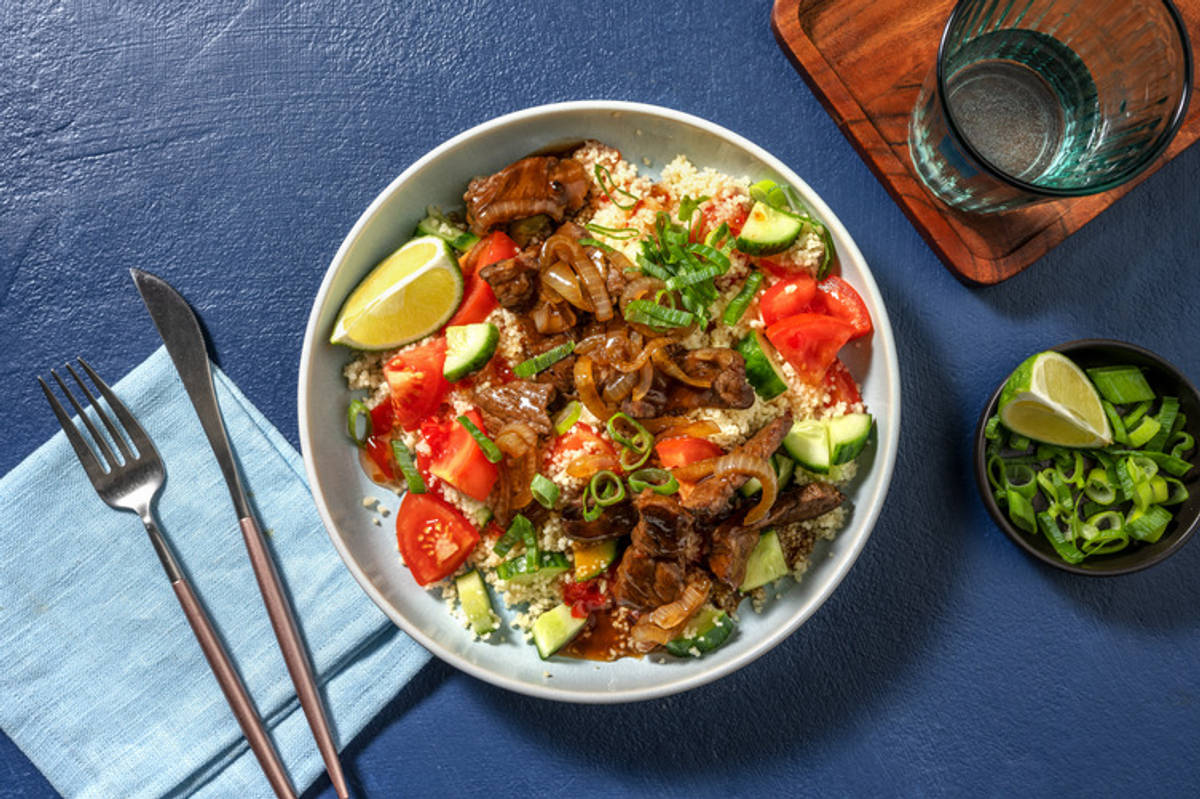 Teriyaki Beef Salad with Gyoza