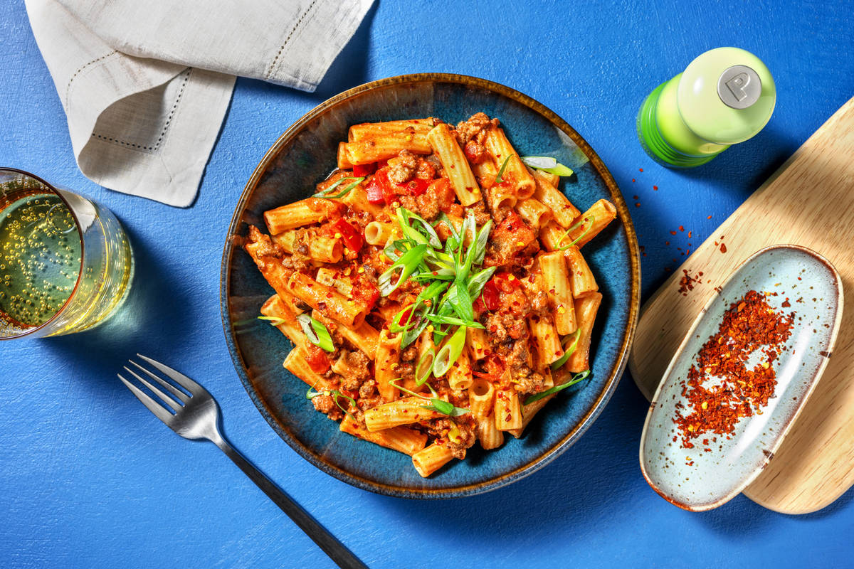 Hurtig Tex Mex-inspireret oksekødspasta