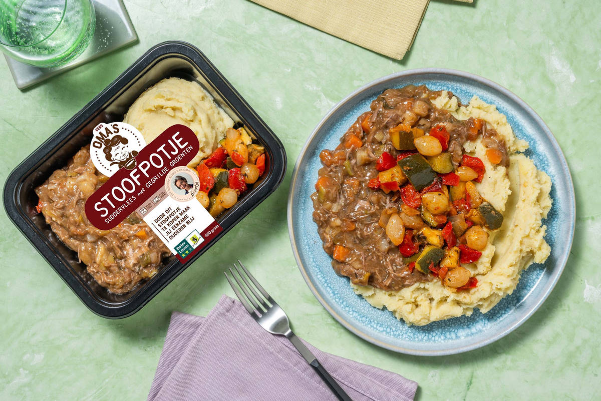 Oma's Stoofpotje met gegrilde groenten