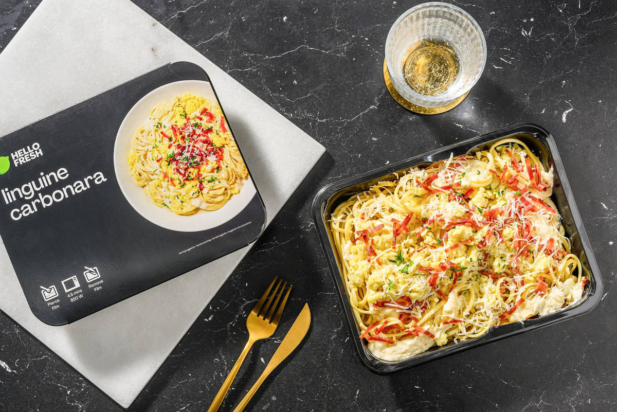 Feine Linguine in cremiger Carbonara-Soße