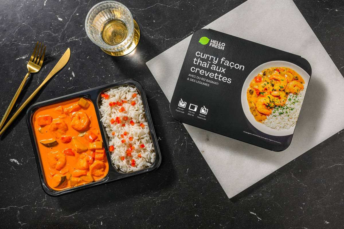 Curry façon Thaï aux crevettes & riz basmati