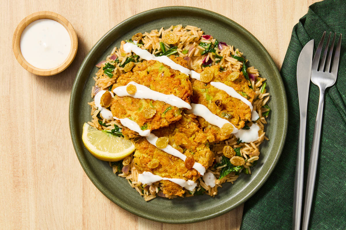 Curried Chickpea Fritters with Lamb Chops