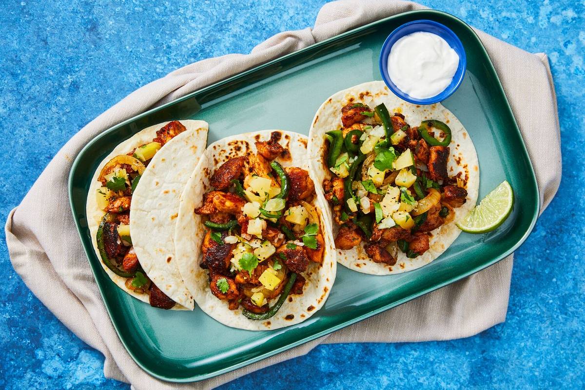 One-Pan Pineapple Salsa Chicken Tacos