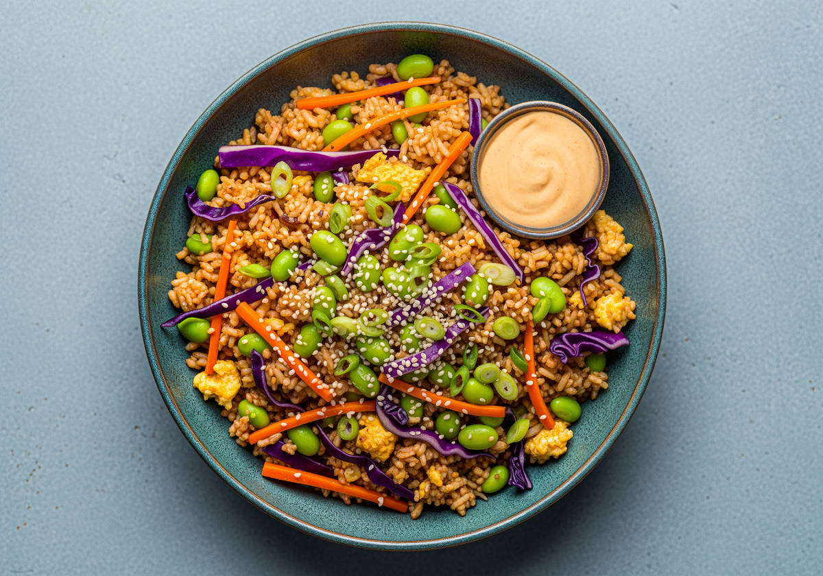 Shrimp with Egg & Edamame Fried Rice