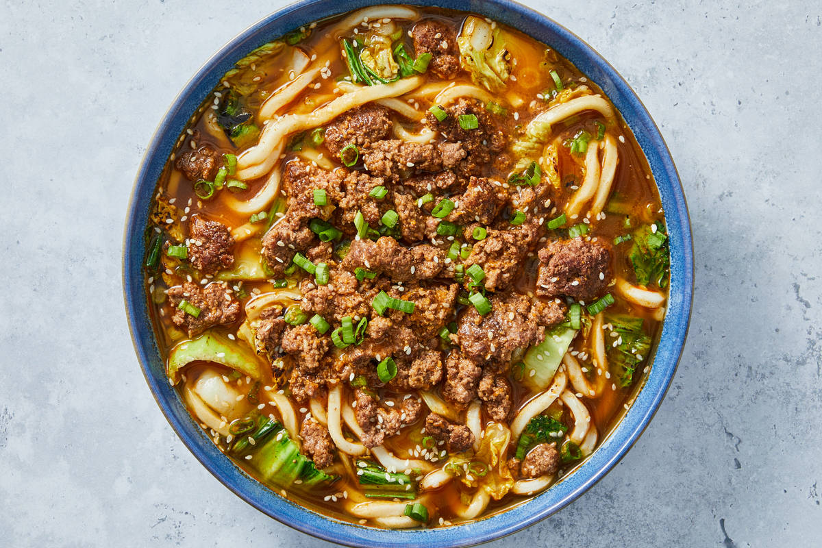 Spicy Szechuan Peanut Turkey Udon Soup
