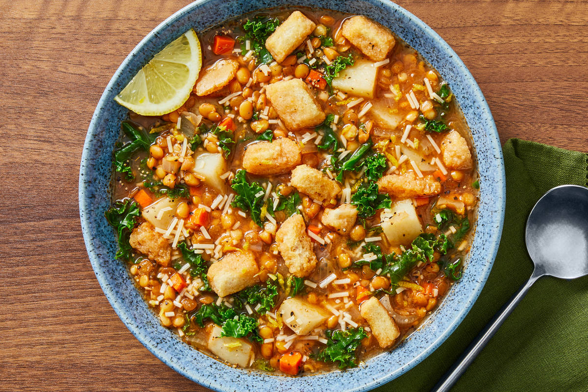 One-Pot Hearty Chicken, Lentil & Kale Soup