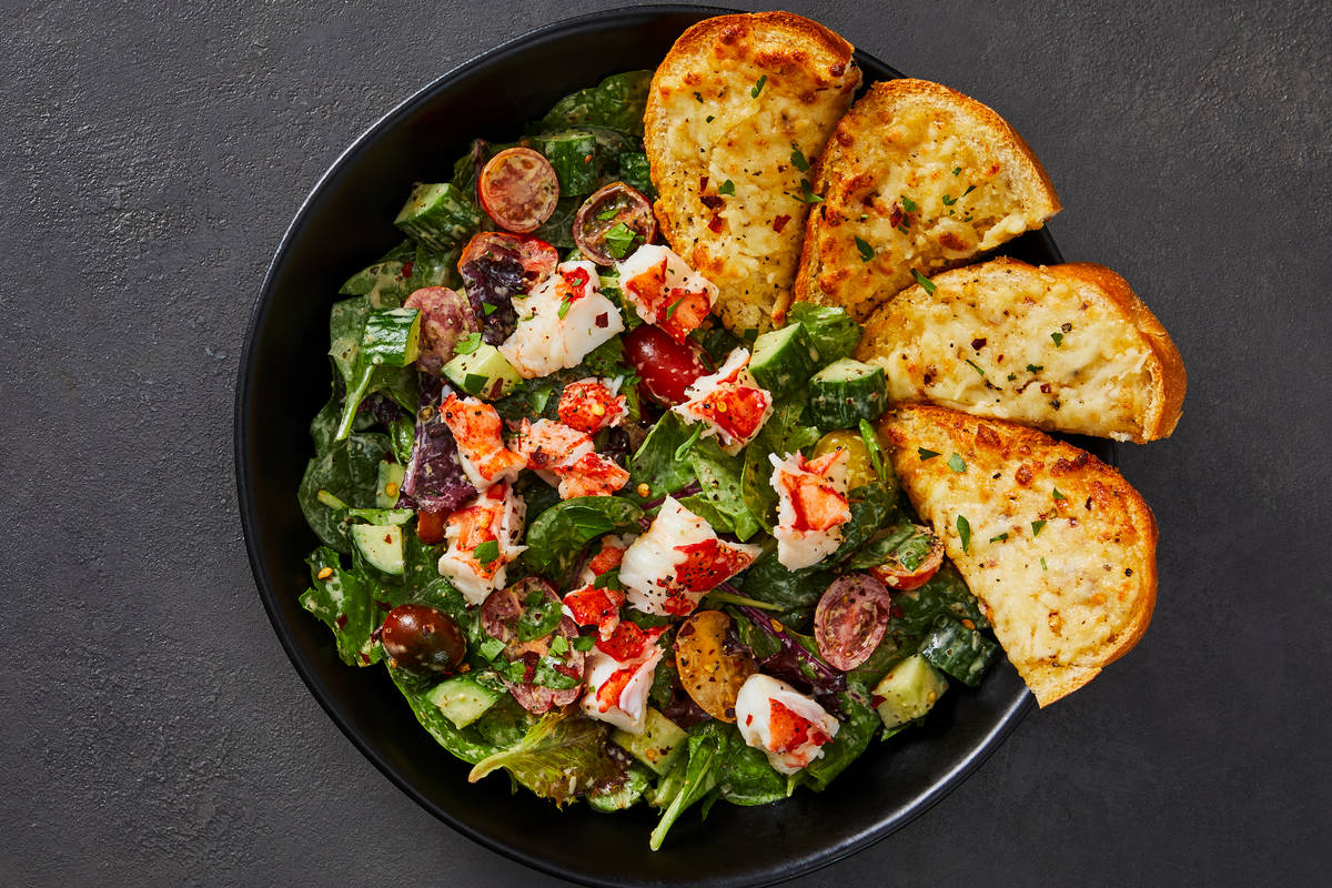 Green Goddess Salad with Baked Lobster Tail