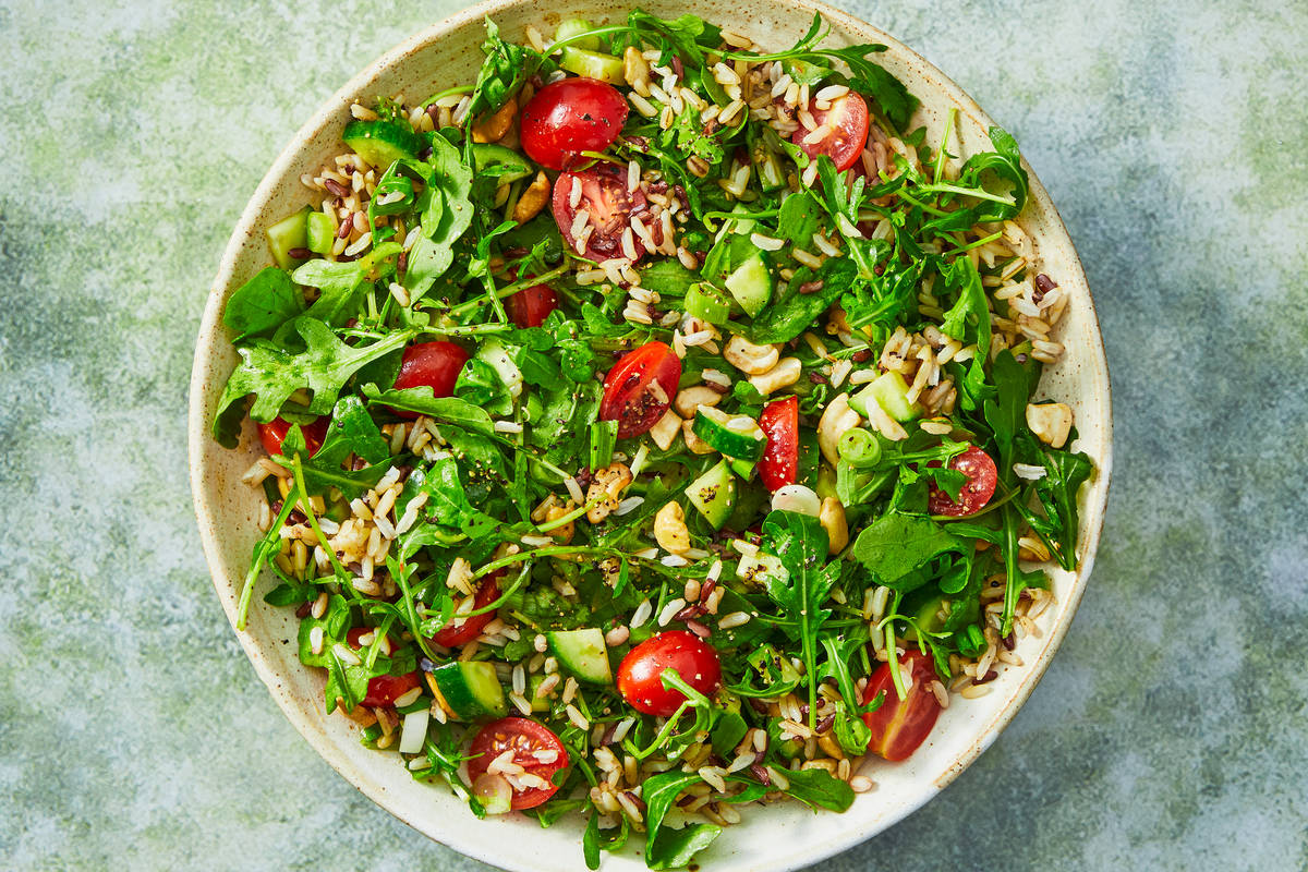 Warm Vegan Arugula & Grain Bowls