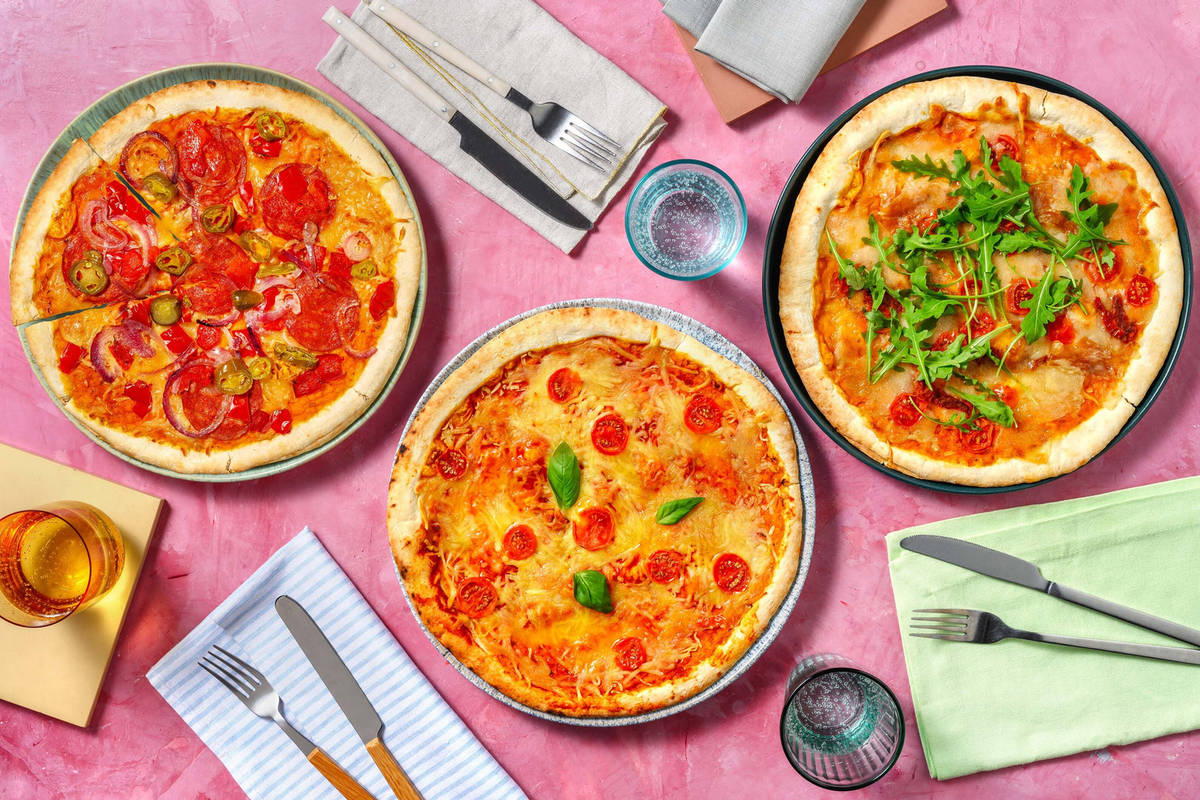 Pizza party - Margherita deluxe, Prosciutto crudo, Chorizo piccante