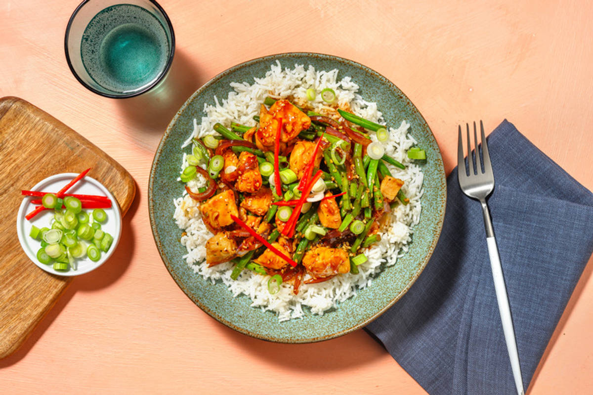 Teriyaki Sesame Chicken with Prawns