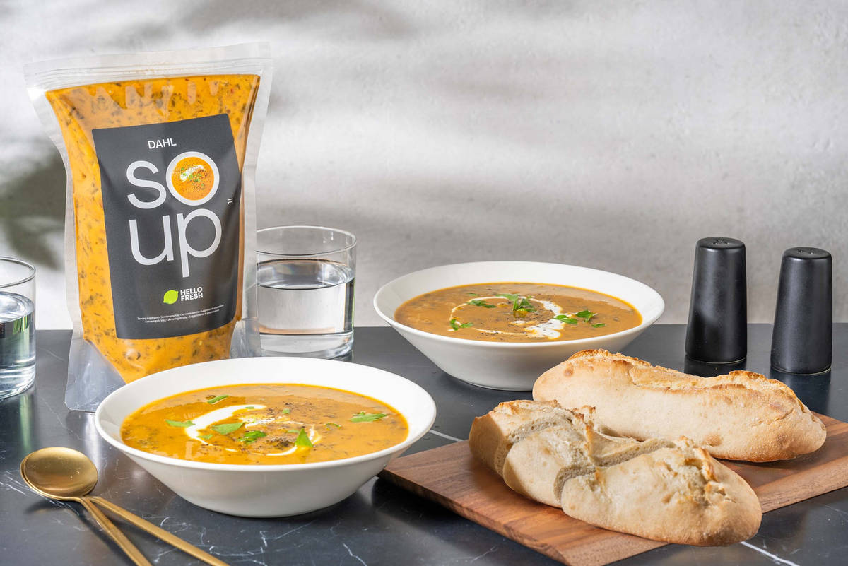Dahl Soup with Stone Oven Baked Baguette