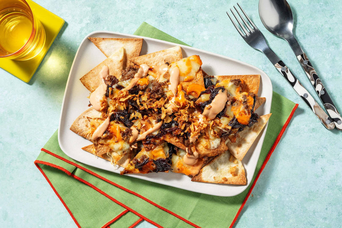 Cheddar Cheeseburger Loaded Nachos